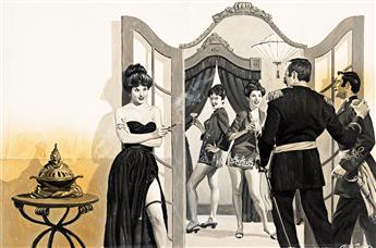 TOM RYAN Soldier and Women Boudoir Scene.